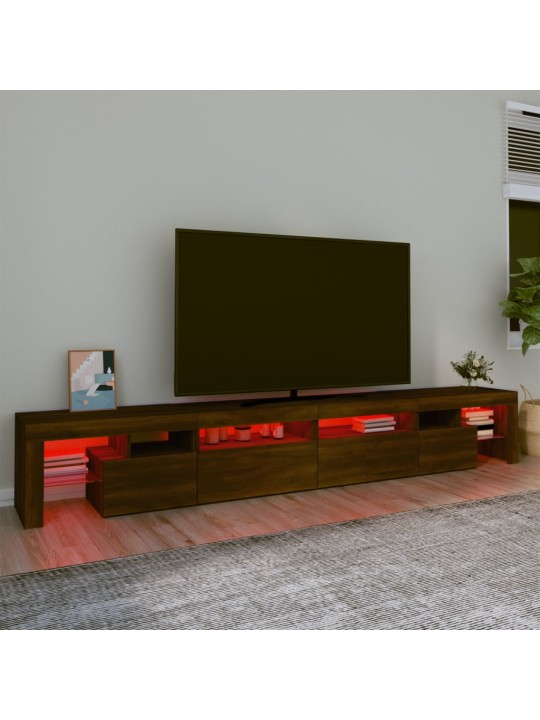 TV-taso LED-valoilla ruskea tammi 260x36,5x40 cm