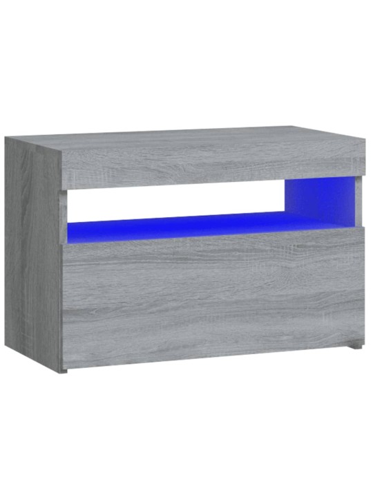 Yöpöytä LED-valoilla harmaa Sonoma 60x35x40 cm