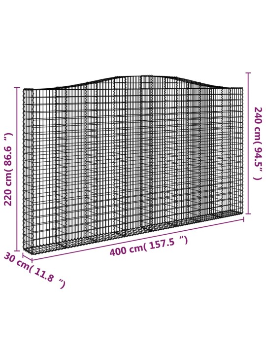 Kaareva kivikori 400x30x220/240 cm galvanoitu rauta