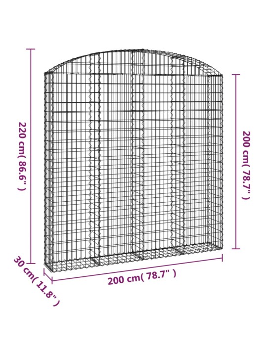 Kaareva kivikori 200x30x200/220 cm galvanoitu rauta