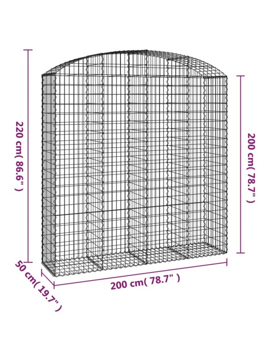 Kaareva kivikori 200x50x200/220 cm galvanoitu rauta