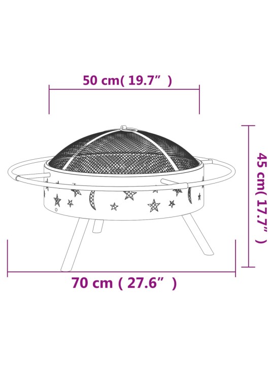 Tulimalja ja hiilihanko 70 cm XXL teräs