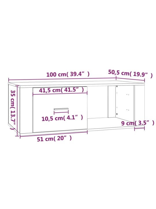 Sohvapöytä musta 100x50,5x35 cm tekninen puu