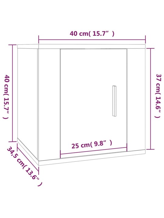 Seinäkiinnitettävät TV-tasot 2 kpl musta 40x34,5x40 cm