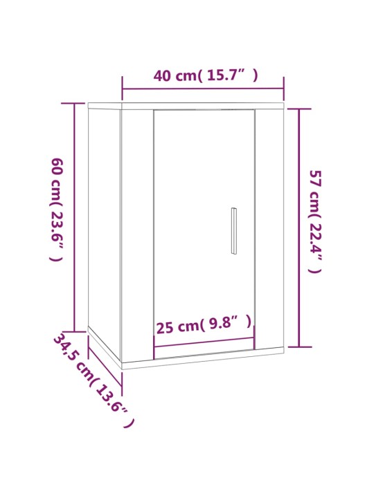 Seinäkiinnitettävät TV-tasot 2 kpl musta 40x34,5x60 cm