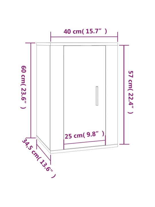 Seinäkiinnitettävät TV-tasot 2 kpl Sonoma-tammi 40x34,5x60 cm