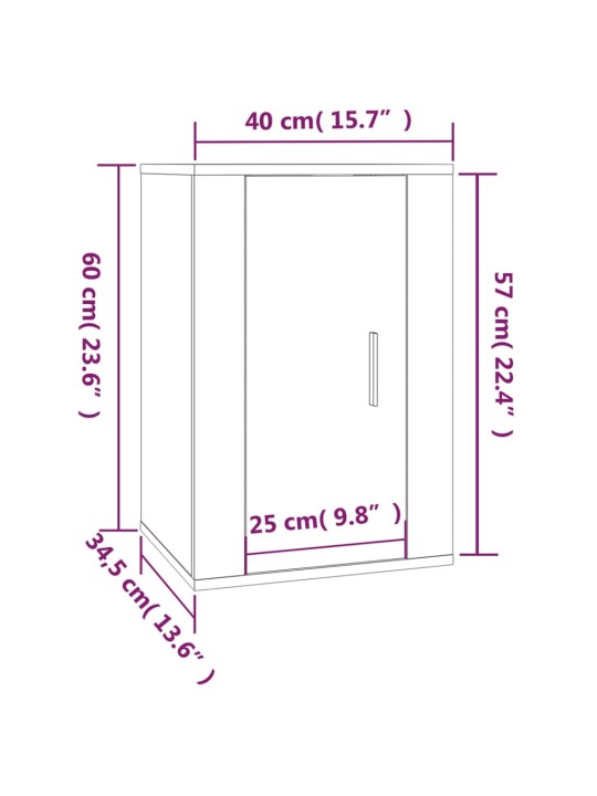 Seinäkiinnitettävät TV-tasot 2 kpl betoninharmaa 40x34,5x60 cm