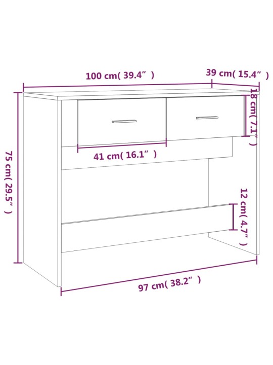 Sohvapöytä betoninharmaa 100x39x75 cm tekninen puu