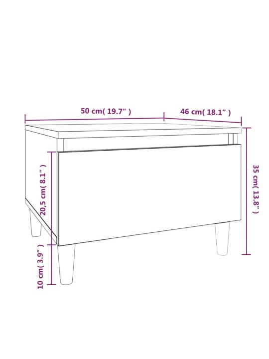 Sivupöydät 2 kpl ruskea tammi 50x46x35 cm tekninen puu