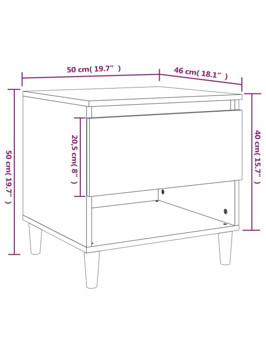 Yöpöydät 2 kpl musta 50x46x50 cm tekninen puu