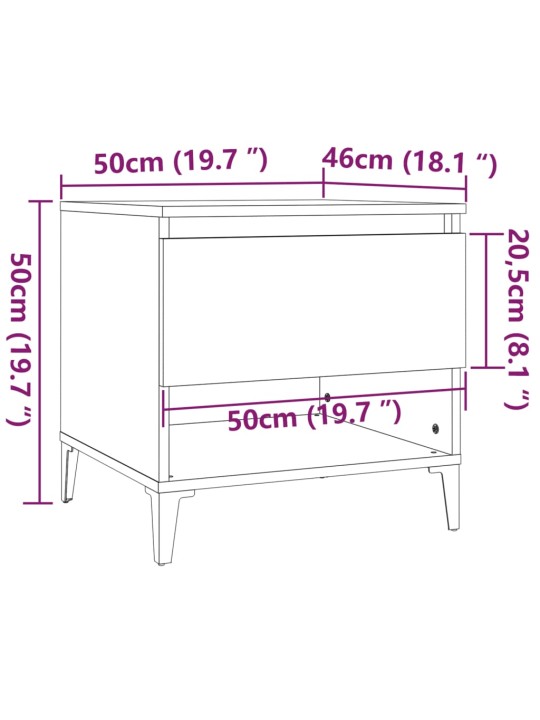 Sivupöydät 2 kpl musta 50x46x50 cm tekninen puu