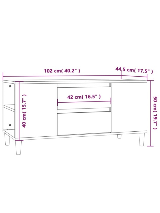 TV-taso musta 102x44,5x50 cm tekninen puu