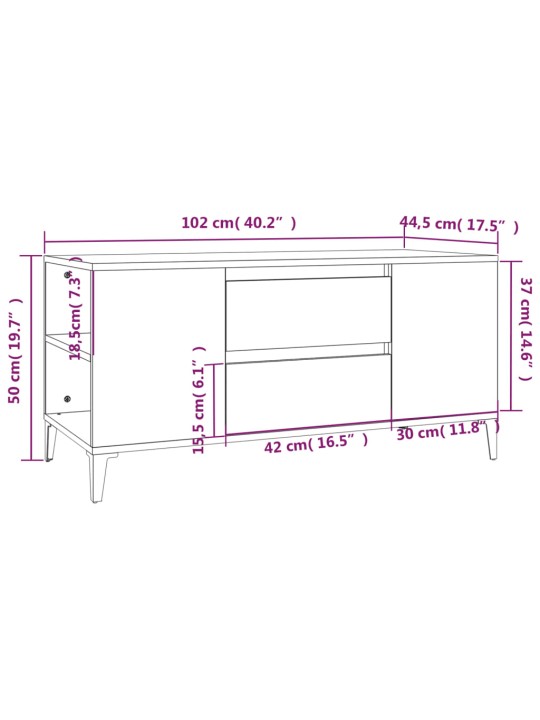 TV-taso musta 102x44,5x50 cm tekninen puu