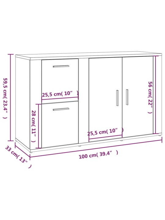 Senkki ruskea tammi 100x33x59,5 cm tekninen puu