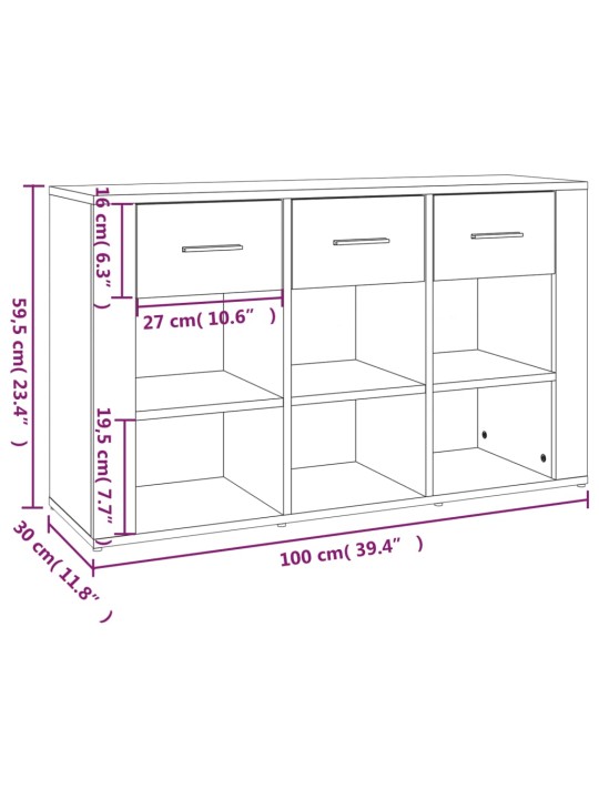 Senkki ruskea tammi 100x30x59,5 cm tekninen puu