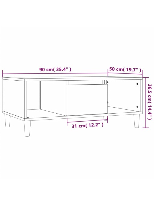 Sohvapöytä musta 90x50x36,5 cm tekninen puu