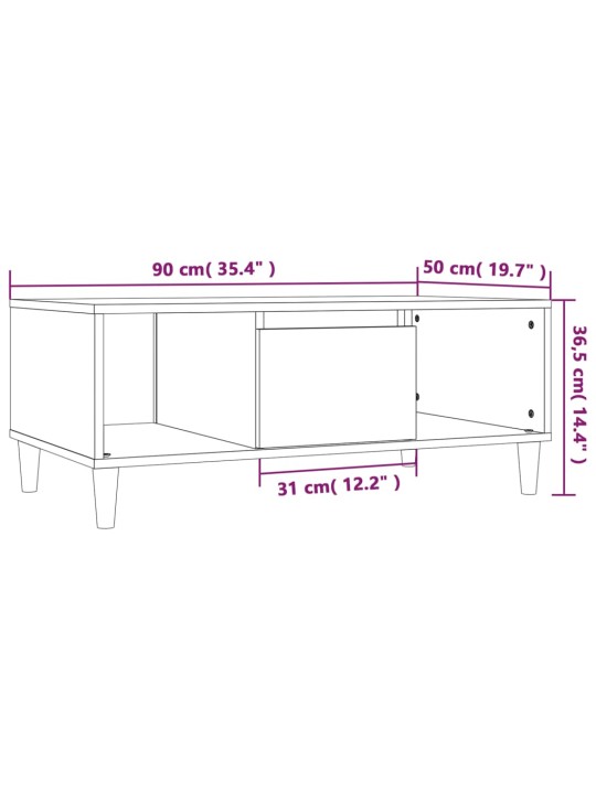 Sohvapöytä betoninharmaa 90x50x36,5 cm tekninen puu