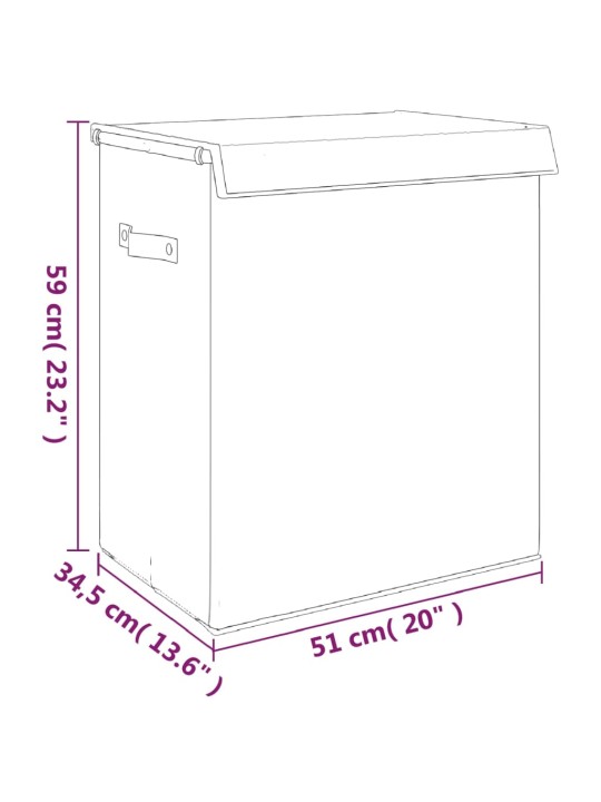 Kokoontaittuva pyykkikori harmaa 51x34,5x59 cm pellavakangas