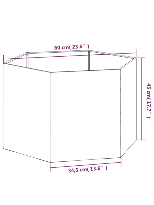 Kukkalaatikko ruoste 60x60x45 cm Corten teräs