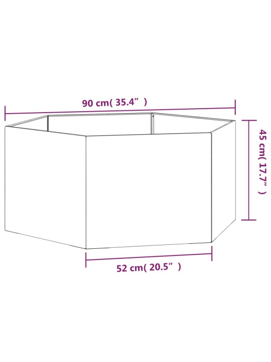 Kukkalaatikko ruoste 90x90x45 cm Corten teräs