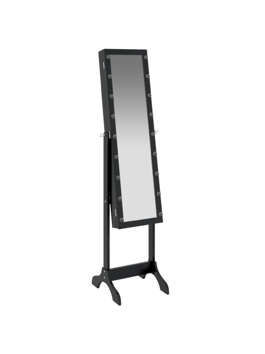 Vapaasti seisova peili LED-valoilla musta 34x37x146 cm