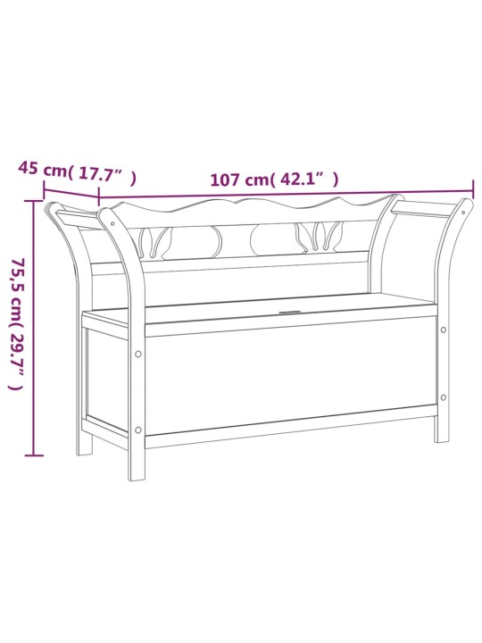 Penkki musta 107x45x75,5 cm täysi kuusi