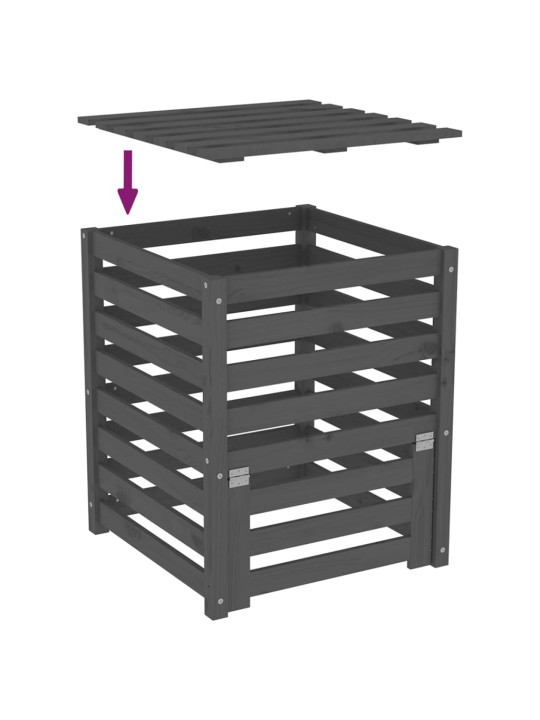 Komposti harmaa 63,5x63,5x77,5 cm täysi mänty