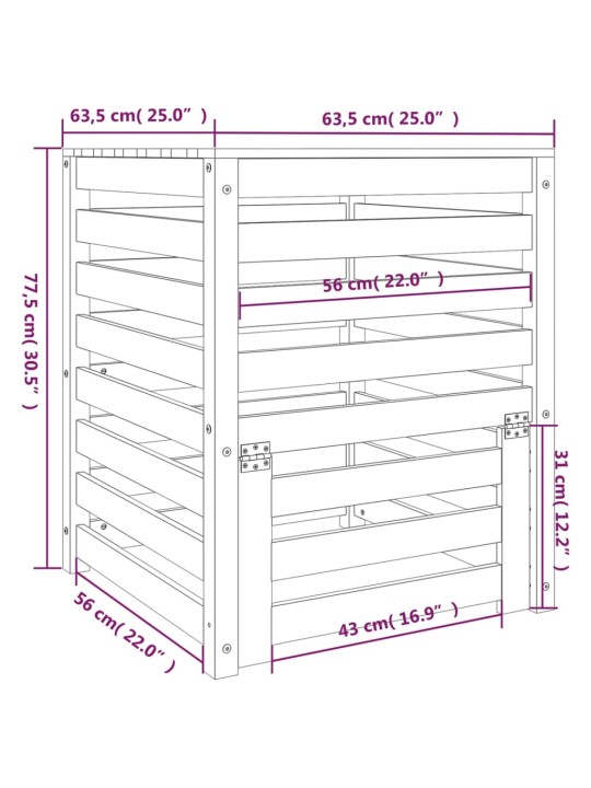 Komposti musta 63,5x63,5x77,5 cm täysi mänty