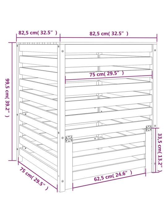 Komposti valkoinen 82,5x82,5x99,5 cm täysi mänty