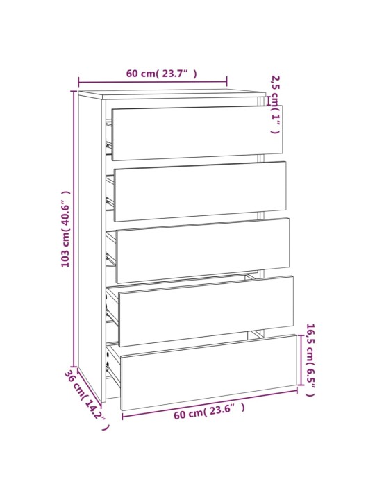 Laatikosto musta 60x36x103 cm tekninen puu