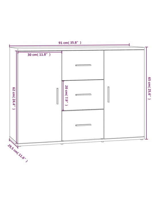 Senkki musta 91x29,5x65 cm tekninen puu