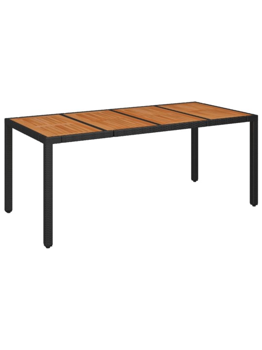 Puutarhapöytä puulevyllä musta 190x90x75 cm polyrottinki