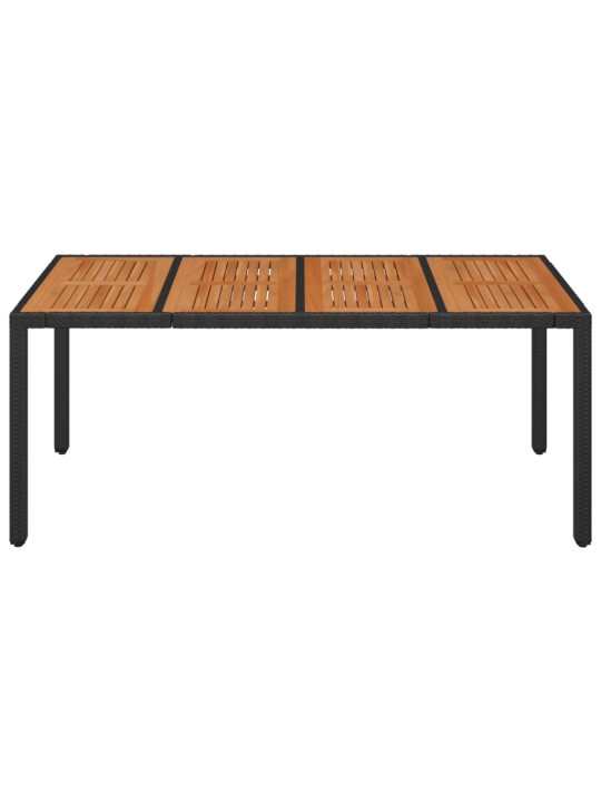 Puutarhapöytä puulevyllä musta 190x90x75 cm polyrottinki
