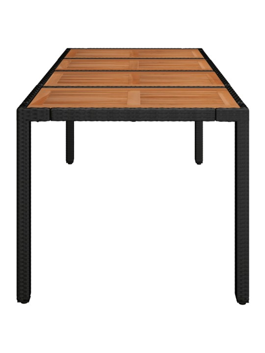 Puutarhapöytä puulevyllä musta 190x90x75 cm polyrottinki
