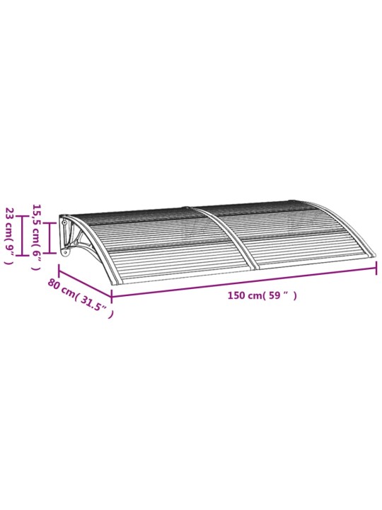 Ovikatos musta ja läpinäkyvä 300x80 cm polykarbonaatti