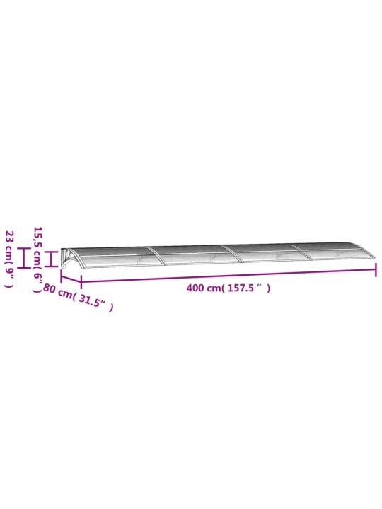 Ovikatos musta ja läpinäkyvä 400x80 cm polykarbonaatti