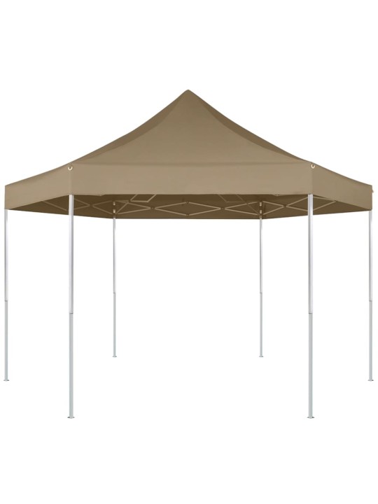 Kuusikulmainen pop-up katos 3,6x3,1 m taupe 220 g/m²