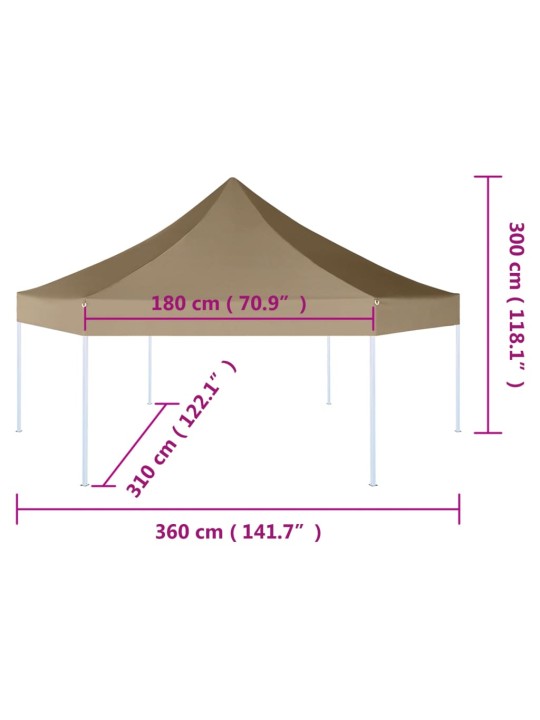 Kuusikulmainen pop-up katos 3,6x3,1 m taupe 220 g/m²