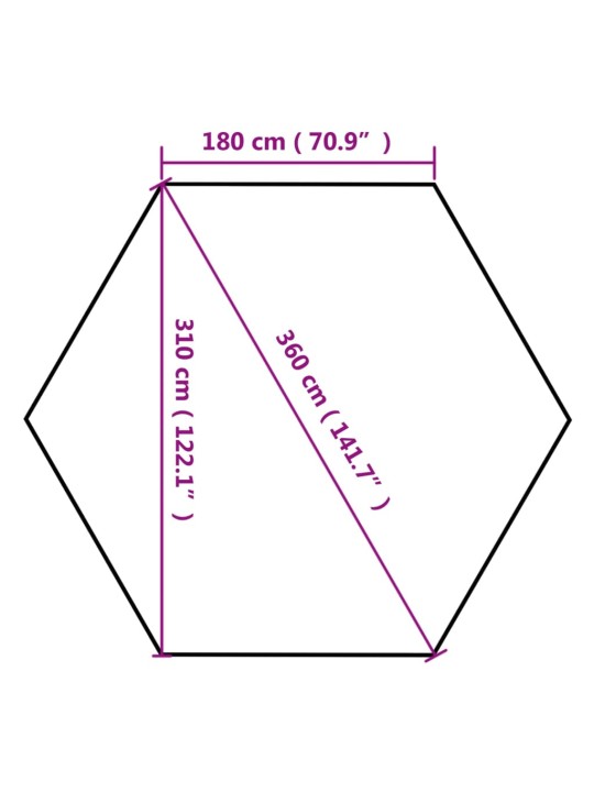 Kuusikulmainen pop-up katos sivuseinillä 3,6x3,1m Taupe 220g/m²