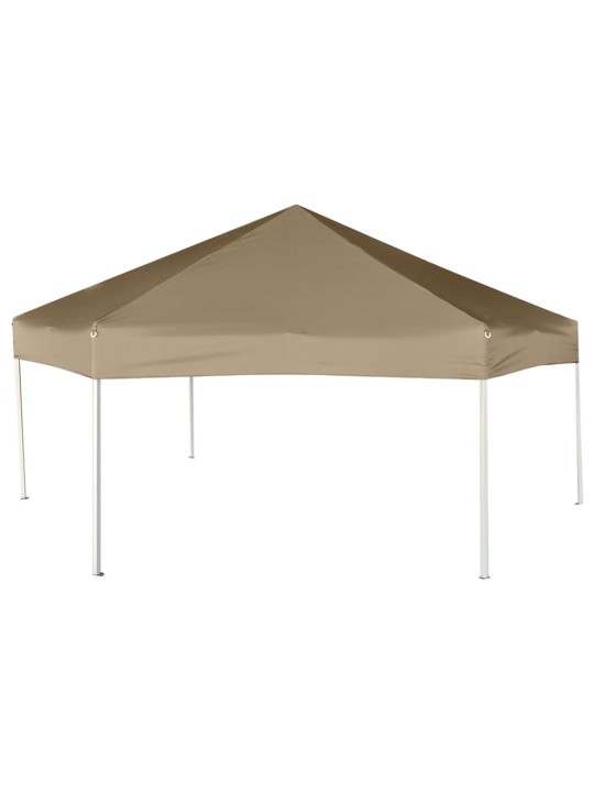 Kuusikulmainen pop-up katos sivuseinillä 3,6x3,1m Taupe 220g/m²