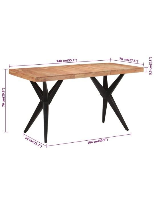 Ruokapöytä musta 140x70x76 cm täysi akasiapuu