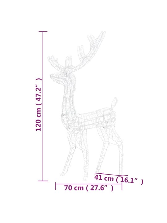 Porojoulukoristeet akryyli 2 kpl 120 cm lämmin valkoinen