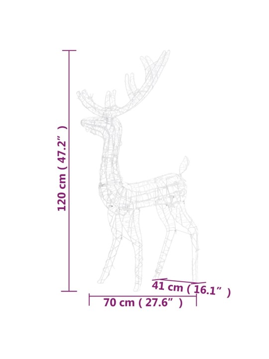 Porojoulukoristeet akryyli 3 kpl 120 cm lämmin valkoinen