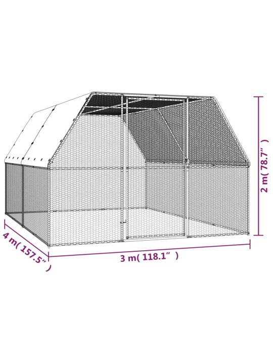 Ulkotilan kanahäkki 3x4x2 m galvanoitu teräs