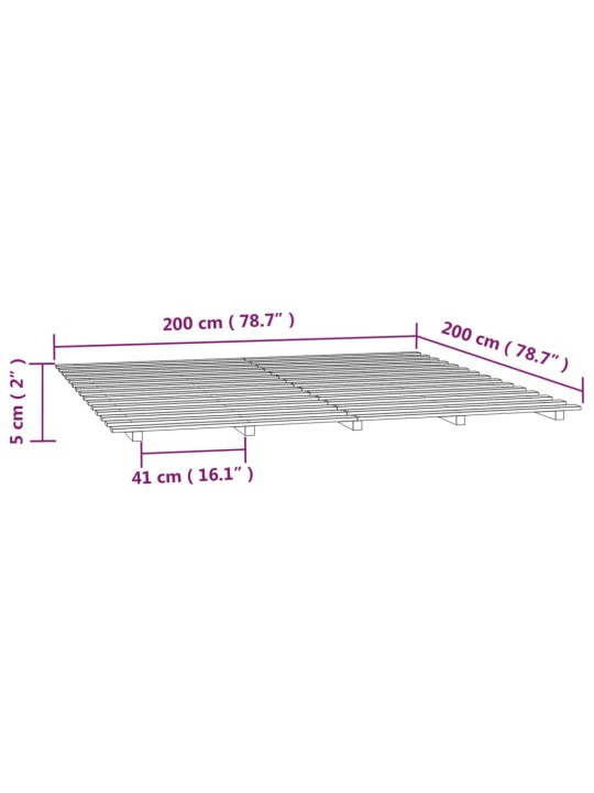 Sängynrunko musta 200x200 cm täysi mänty