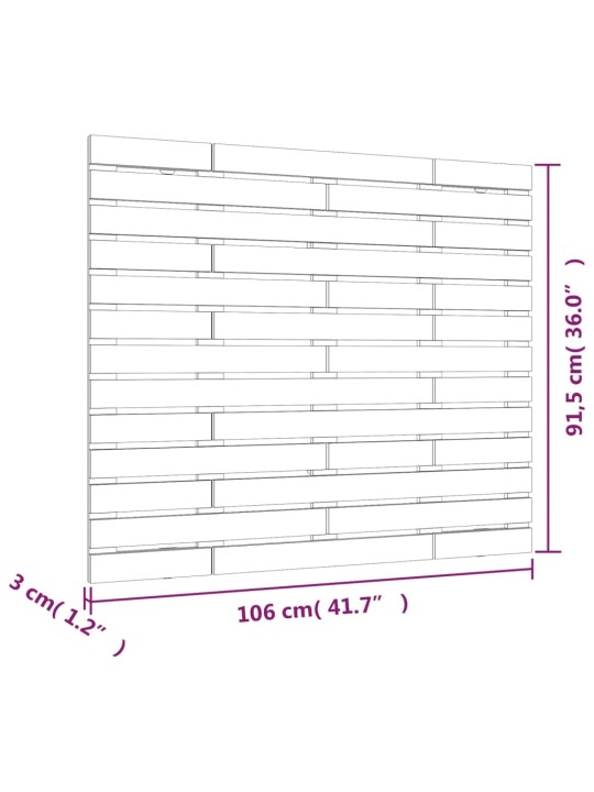 Sängynpääty seinälle harmaa 106x3x91,5 cm täysi mänty