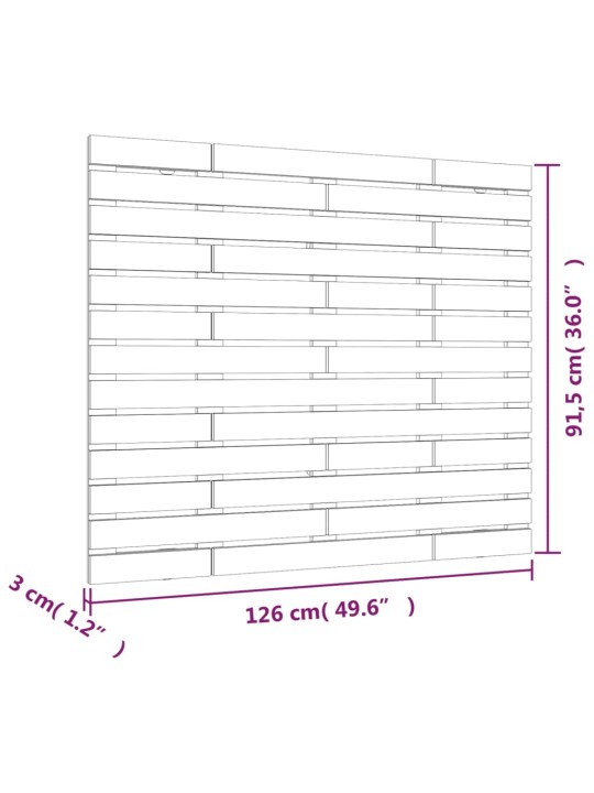 Sängynpääty seinälle harmaa 126x3x91,5 cm täysi mänty