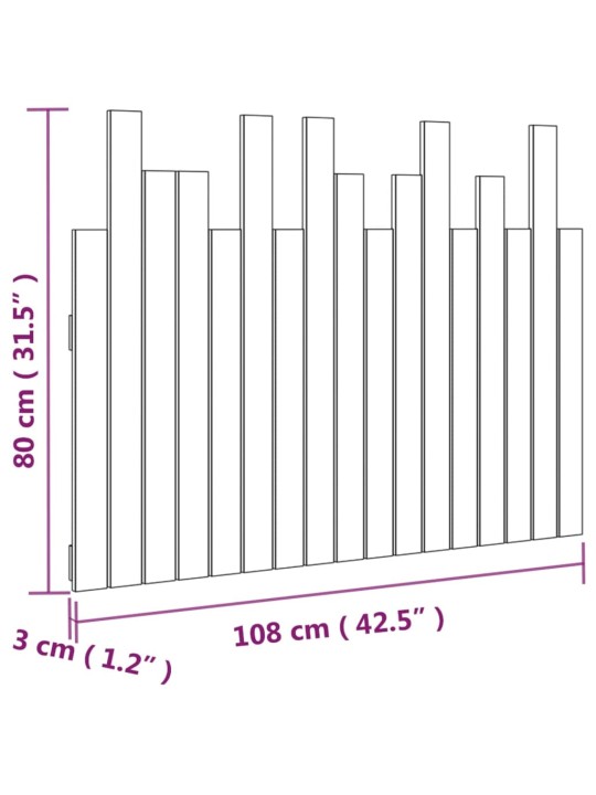 Sängynpääty seinälle 108x3x80 cm täysi mänty
