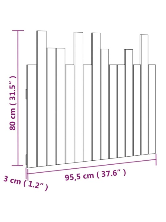 Sängynpääty seinälle hunajanruskea 95,5x3x80 cm täysi mänty