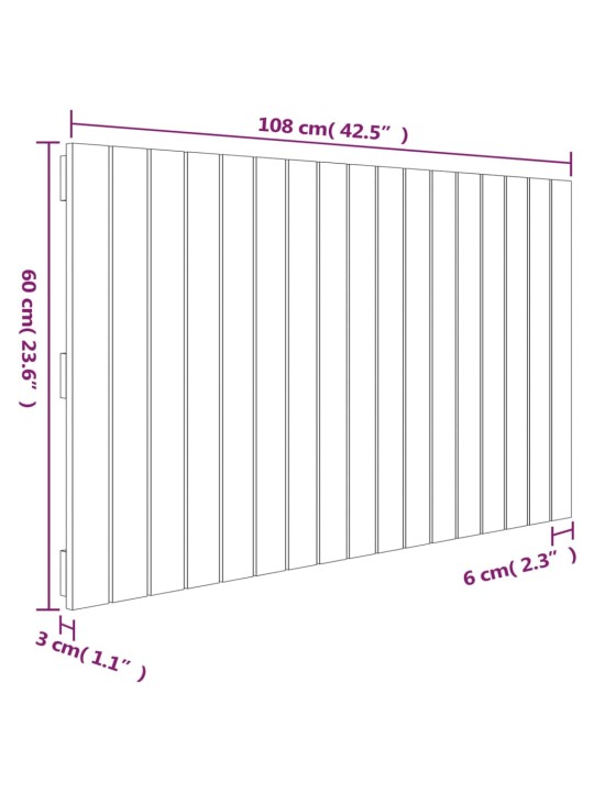 Sängynpääty seinälle harmaa 108x3x60 cm täysi mänty